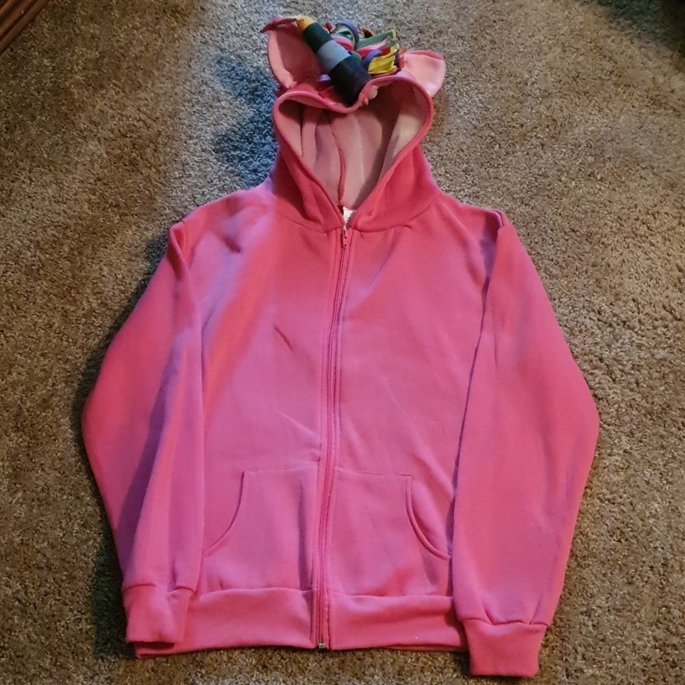 Pink Rainbow Unicorn Hoodie sz Med.